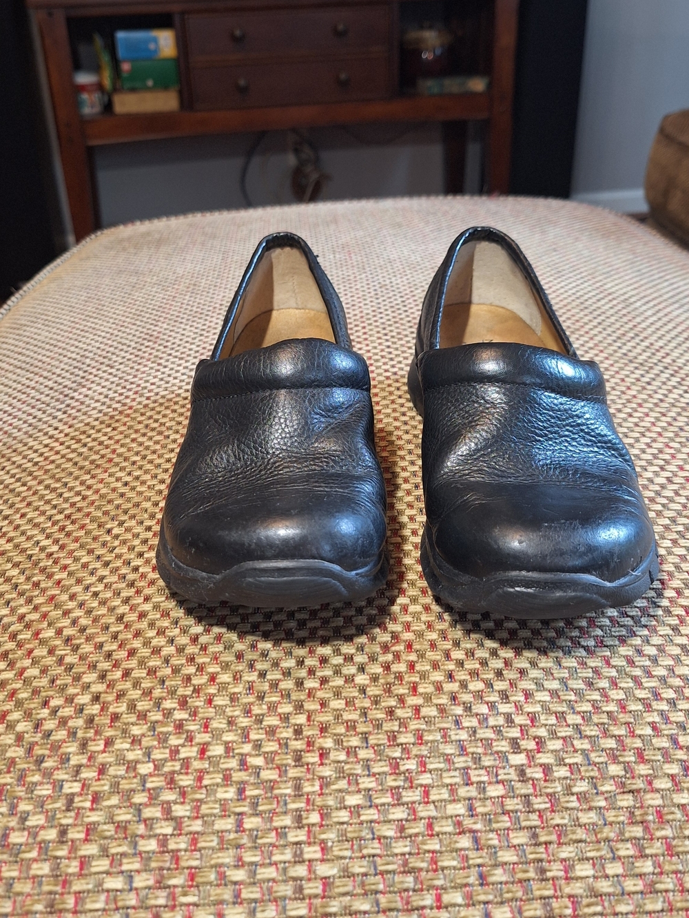 Nurse Mates Black Slip-On Leather Work Shoes Sneakers